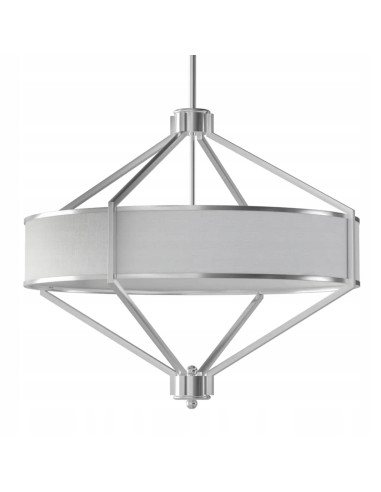 Lampa sufitowa Zundo 60 cm w satynowym niklu z jasnym abażurem – nowoczesny design do salonu, jadalni i sypialni.