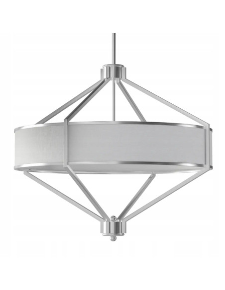 Lampa sufitowa Zundo 60 cm w satynowym niklu z jasnym abażurem – nowoczesny design do salonu, jadalni i sypialni.