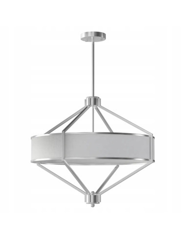 Lampa sufitowa Zundo 60 cm w satynowym niklu z jasnym abażurem – nowoczesny design do salonu, jadalni i sypialni.