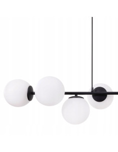 Lampa wisząca SIENA w eleganckiej czerni z 6 mlecznymi kloszami - Nowoczesne oświetlenie do jadalni i salonu 2