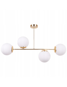 Lampa wisząca SIENA w złocie z białymi kloszami, 4xE14 - eleganckie oświetlenie do kuchni i jadalni