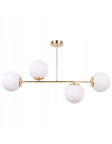 Lampa wisząca SIENA w złocie z białymi kloszami, 4xE14 - eleganckie oświetlenie do kuchni i jadalni