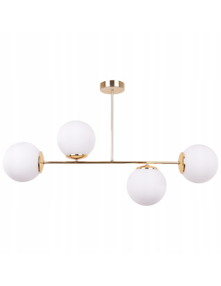 Lampa wisząca SIENA w złocie z białymi kloszami, 4xE14 - eleganckie oświetlenie do kuchni i jadalni