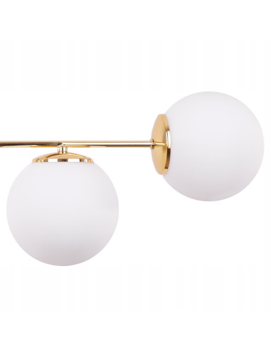 Lampa wisząca SIENA w złocie z białymi kloszami, 4xE14 - eleganckie oświetlenie do kuchni i jadalni