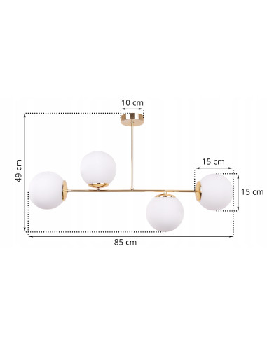 Lampa wisząca SIENA w złocie z białymi kloszami, 4xE14 - eleganckie oświetlenie do kuchni i jadalni