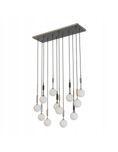 Lampa Oświetleniowa Ero Multicolor XIV - Industrialna 14-punktowa Lampa Sufitowa w Złocie, Srebrze i Czerni 180 cm