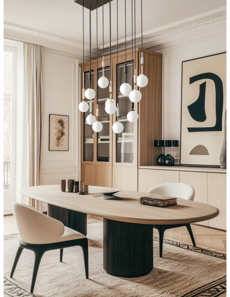 Lampa wisząca Ero VIII 40 Multikolor - Elegancki żyrandol z 8 mlecznymi kulami do nowoczesnych wnętrz