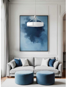 Nowoczesny żyrandol Doretto Satin Nikiel 50 z tkaninowym abażurem - elegancka lampa wisząca do wnętrz 2