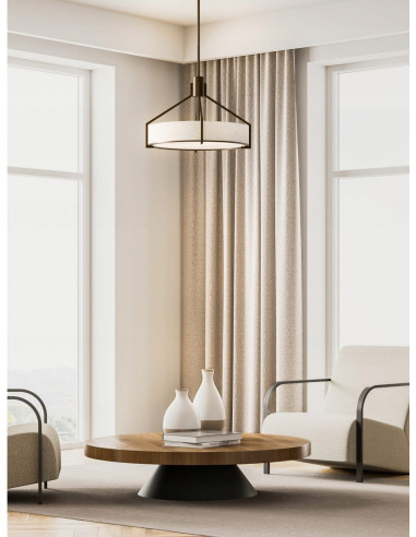 Żyrandol DORETTO CHOCCO 70 w stylu nowoczesnym, elegancka lampa z ecru abażurem i metalową konstrukcją, 6xE27