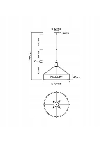 Żyrandol DORETTO CHOCCO 70 w stylu nowoczesnym, elegancka lampa z ecru abażurem i metalową konstrukcją, 6xE27