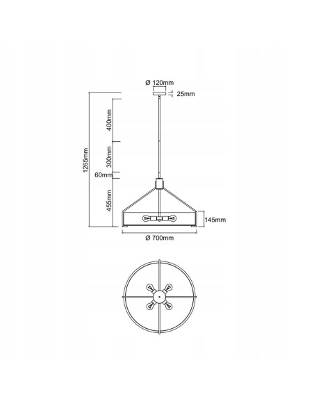 Żyrandol DORETTO CHOCCO 70 w stylu nowoczesnym, elegancka lampa z ecru abażurem i metalową konstrukcją, 6xE27