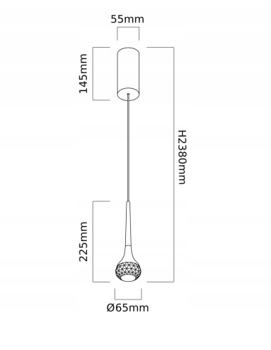 Lampa wisząca CRIMA CROMO z krystaliczną łezką w stylu glamour do biura, jadalni i salonu
