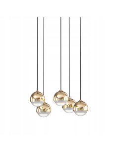 Nowoczesny Żyrandol BOLICIANA V GOLD z pięcioma kulistymi kloszami - lampa wisząca LED do salonu i jadalni 2