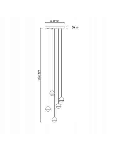 Nowoczesny Żyrandol BOLICIANA V GOLD z pięcioma kulistymi kloszami - lampa wisząca LED do salonu i jadalni