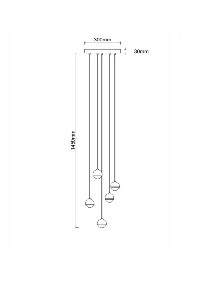Nowoczesny Żyrandol BOLICIANA V GOLD z pięcioma kulistymi kloszami - lampa wisząca LED do salonu i jadalni