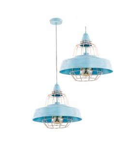 Lampa wisząca TAMARIS błękitna z miedzianymi detalami, 40 cm, stylowy dodatek do jadalni i przestrzeni publicznych 2