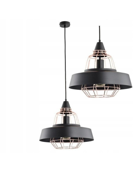 Lampa wisząca TAMARIS w kolorze miedzi i czerni – nowoczesny metalowy klosz idealny do salonu, jadalni i holu