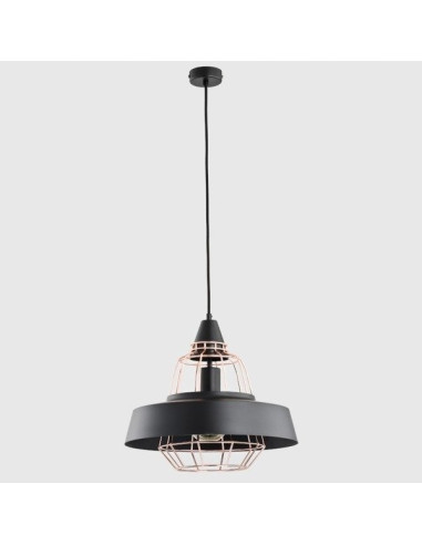 Lampa wisząca TAMARIS w kolorze miedzi i czerni – nowoczesny metalowy klosz idealny do salonu, jadalni i holu
