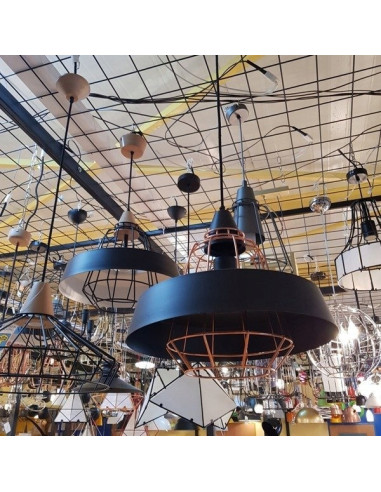 Lampa wisząca TAMARIS w kolorze miedzi i czerni – nowoczesny metalowy klosz idealny do salonu, jadalni i holu