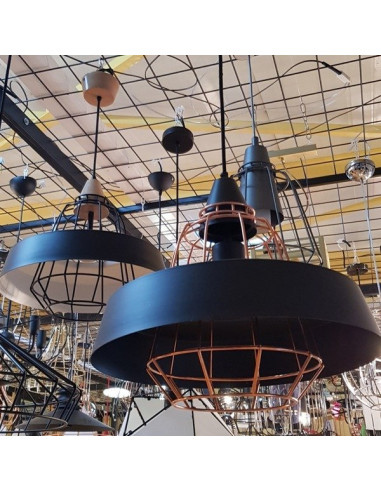 Lampa wisząca TAMARIS w kolorze miedzi i czerni – nowoczesny metalowy klosz idealny do salonu, jadalni i holu