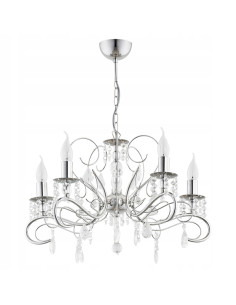 Lampa wisząca ASTOR z kryształkami - elegancki żyrandol chromowany do salonu i jadalni, nowoczesny design