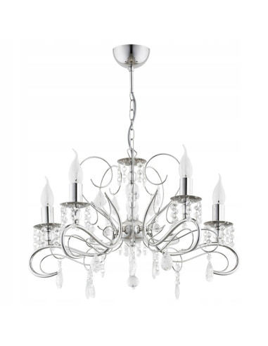 Lampa wisząca ASTOR z kryształkami - elegancki żyrandol chromowany do salonu i jadalni, nowoczesny design