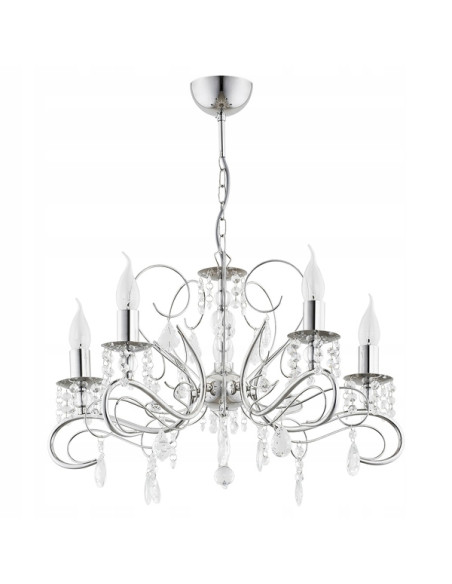 Lampa wisząca ASTOR z kryształkami - elegancki żyrandol chromowany do salonu i jadalni, nowoczesny design
