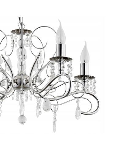 Lampa wisząca ASTOR z kryształkami - elegancki żyrandol chromowany do salonu i jadalni, nowoczesny design