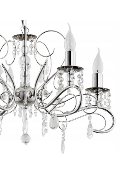 Lampa wisząca ASTOR z kryształkami - elegancki żyrandol chromowany do salonu i jadalni, nowoczesny design