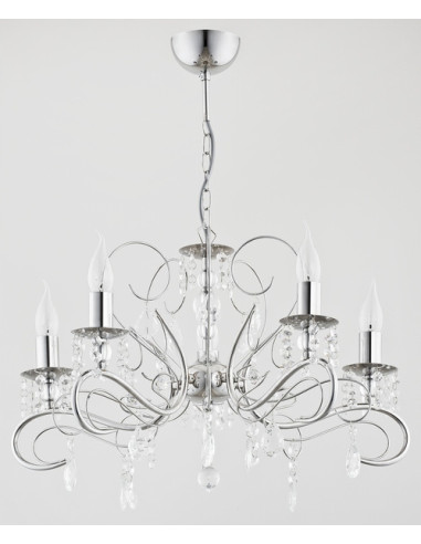 Lampa wisząca ASTOR z kryształkami - elegancki żyrandol chromowany do salonu i jadalni, nowoczesny design