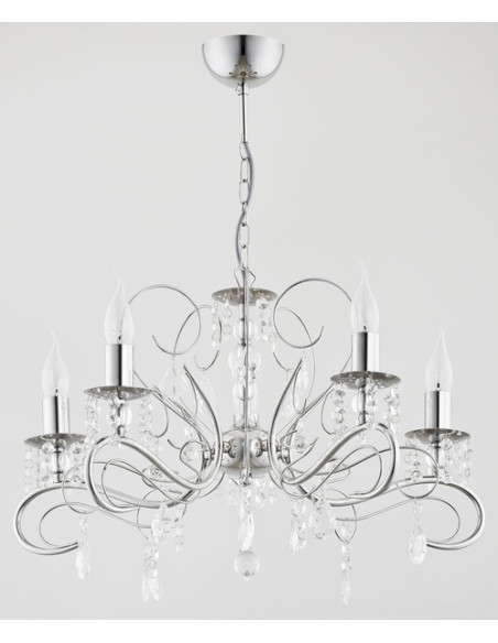 Lampa wisząca ASTOR z kryształkami - elegancki żyrandol chromowany do salonu i jadalni, nowoczesny design