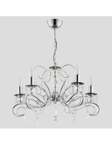 Lampa wisząca ASTOR z kryształkami - elegancki żyrandol chromowany do salonu i jadalni, nowoczesny design