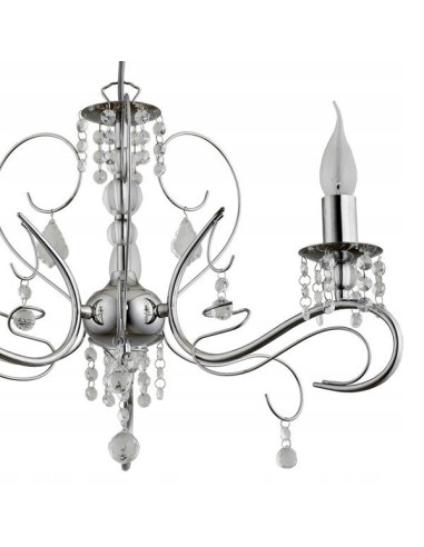 Nowoczesny żyrandol ASTOR w srebrnej odsłonie z trzema oprawami E14 idealny do stylowych wnętrz i lokali.