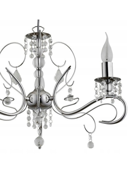 Nowoczesny żyrandol ASTOR w srebrnej odsłonie z trzema oprawami E14 idealny do stylowych wnętrz i lokali.