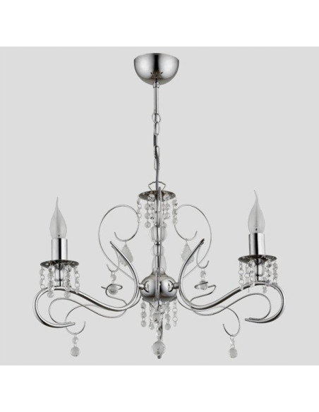 Nowoczesny żyrandol ASTOR w srebrnej odsłonie z trzema oprawami E14 idealny do stylowych wnętrz i lokali.