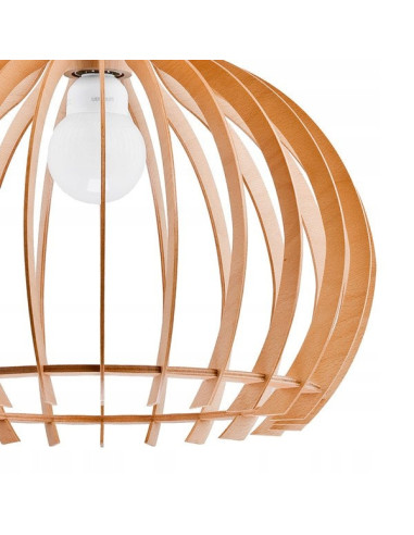 Lampa sufitowa LAVAYA - drewniana, minimalistyczna 44 cm, brązowa z złotym przewodem, idealna do nowoczesnych wnętrz.