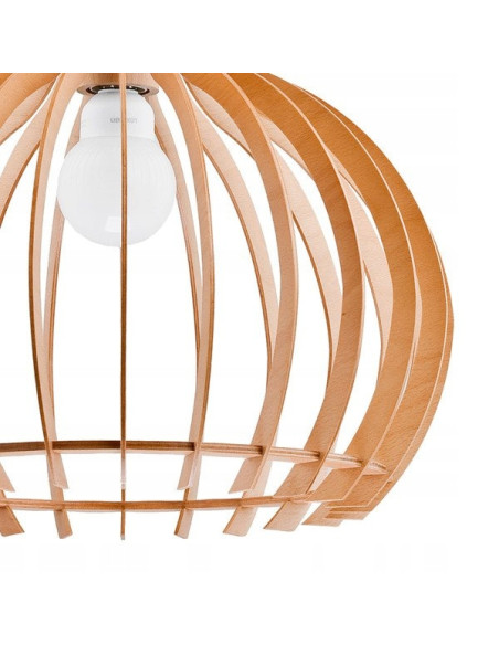 Lampa sufitowa LAVAYA - drewniana, minimalistyczna 44 cm, brązowa z złotym przewodem, idealna do nowoczesnych wnętrz.