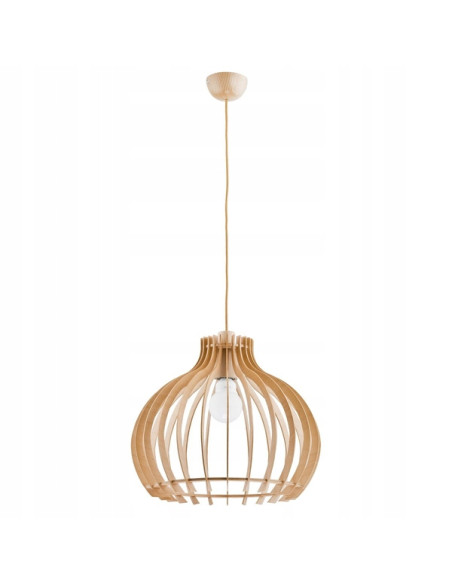 Lampa sufitowa LAVAYA - drewniana, minimalistyczna 44 cm, brązowa z złotym przewodem, idealna do nowoczesnych wnętrz.