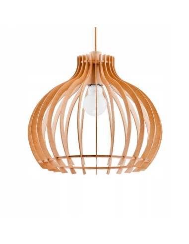 Lampa sufitowa LAVAYA - drewniana, minimalistyczna 44 cm, brązowa z złotym przewodem, idealna do nowoczesnych wnętrz.