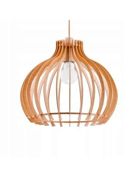 Lampa sufitowa LAVAYA - drewniana, minimalistyczna 44 cm, brązowa z złotym przewodem, idealna do nowoczesnych wnętrz.