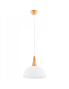 Lampa wisząca ANJA - nowoczesny zwis drewniany, biały, E27, 30 cm, idealna do biura i jadalni. 2