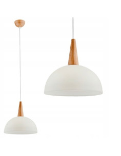 Lampa wisząca ANJA PERŁOWA - elegancka z drewnianym wykończeniem, idealna do biura i różnych wnętrz