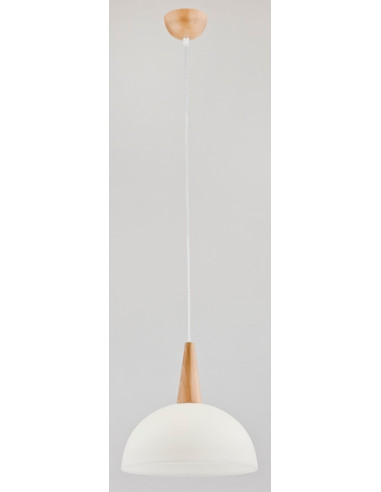 Lampa wisząca ANJA PERŁOWA - elegancka z drewnianym wykończeniem, idealna do biura i różnych wnętrz