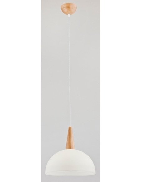 Lampa wisząca ANJA PERŁOWA - elegancka z drewnianym wykończeniem, idealna do biura i różnych wnętrz