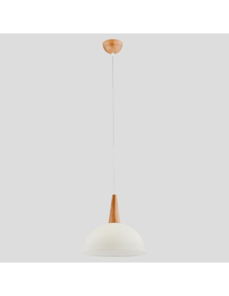 Lampa wisząca ANJA PERŁOWA - elegancka z drewnianym wykończeniem, idealna do biura i różnych wnętrz