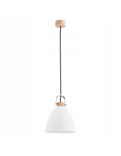 Lampa wisząca HERMINA - Elegancka szklana lampa loftowa z drewnianą podsufitką, E27, 22 cm, różne kolory. 2