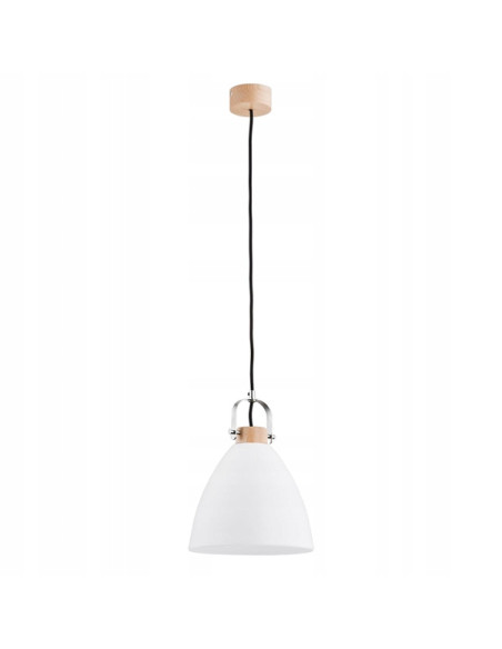 Lampa wisząca HERMINA - Elegancka szklana lampa loftowa z drewnianą podsufitką, E27, 22 cm, różne kolory.