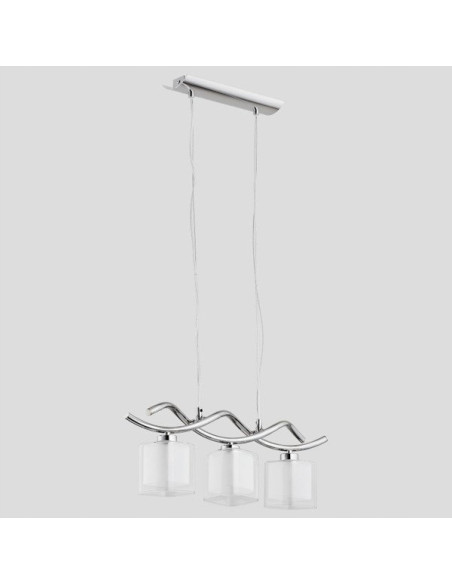 Lampa wisząca ILLUSION - elegancki srebrny warkocz z lampionami do jadalni i stylowych wnętrz