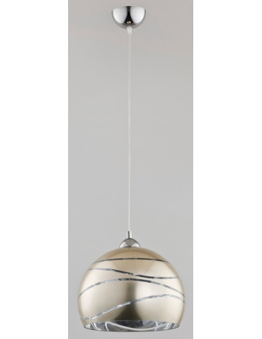 Lampa sufitowa NARVI CHROM - elegancka kula 30 cm, idealna do kuchni, jadalni i salonu, kolor srebrny, szary, złoty.