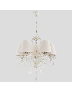 Żyrandol Lukrecja Biała E14 - Elegancka Lampa Glamour z 5 Kloszami do Jadalni i Salonu 2